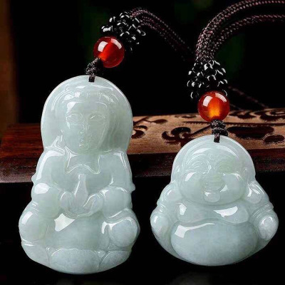 Pure Natural Jadeite Pendant Wholesale Live Gift Supply Jade Pendant Myanmar Emerald Pendant Jade Goddess Smiling Buddha