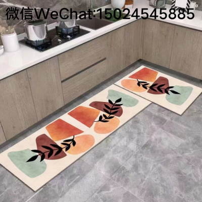 Crystal Velvet Kitchen Floor Mat Two-Piece Set Household Oil Absorption Non-Slip Mat Foot Mats