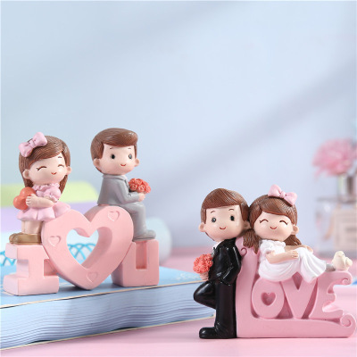 Couple's Wedding Decoration Birthday Cake Baking Decoration Qixi Valentine's Day Proposal Car Car Accessories Blind Box