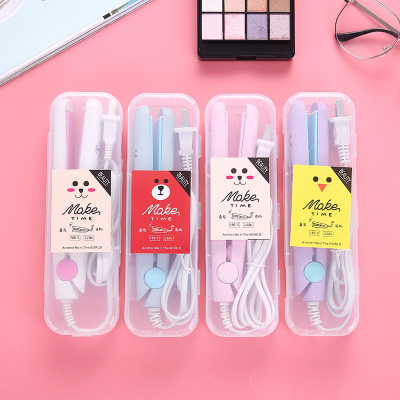 Mini Hair Curler Hair Curler and Straightener Dual-Use Hair Straightener Plastic Box Packaging Hair Styling Iron Ironing Board Student Dormitory Factory Direct Supply
