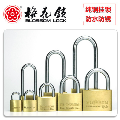 Plum Blossom Lock Thin Copper Padlock Lengthened Lock Beam Copper Lock Lock Wholesale Furniture Lock Can Be Opened