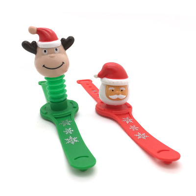 Cross-Border Fun Retractable Christmas Flash Watch Children Christmas Old Man Hand Strap Pull Tube Pressure Reduction Toy