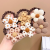 New Kids' Milk Coffee Color Headband Fabric Flower Hairband Does Not Hurt Hair Bow Rubber Band Headdress Girl's Hair Accessories