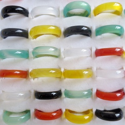 Natural Brazil Ice-like Agate Ring 6mm Color Jade Agate Ring 10 Yuan Stall Jade Handheld Flexible Ring
