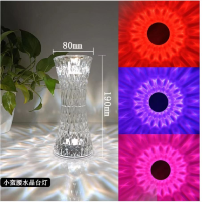 RGB Colorful Small Waist Crystal Lamp Bedside Bedroom Led Small Night Lamp Creative Gift Hot Touch Ambience Light