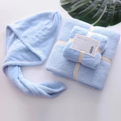 Bath Towels Three-Piece Set Couple Bathing Absorbent Soft Internet Celebrity Hair-Drying Cap Gift Box