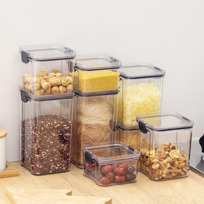 Sealed Jar Cereals Kitchen Storage Food Grade Transparent Plastic Tank Box Snack Tea Dry Goods Storage Jar