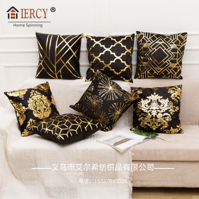 Foreign Trade Pillow Black Short Plush Gilding Pillow Wholesale Ins Nordic Style Square Sofa Cushion Car Cushion