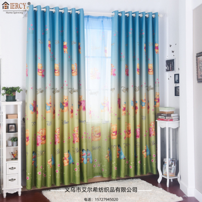 Elxi Textile Co., Ltd. Children's Cartoon Curtain Black Silk Shading Curtain Children's Bedroom Curtain