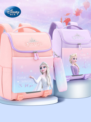 Disney Disney Backpack Female Grade 1 to Grade 6 Children Burden Reduction Spine Protection Princess Elsa Primary School Student Schoolbag