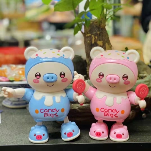 [new] electric dancing cool light dynamic music left and right walking cute pig toy stall wholesale