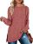 Cross-Border European and American Women's Clothing Amazon Independent Station Long Sleeve round Neck Multicolor Split Top Loose Leisure Pullover T-shirt