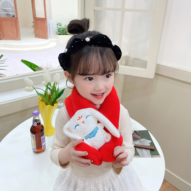 宝宝围巾冬季防风保暖儿童仿兔毛时尚可爱加厚围脖中国风脖套韩版