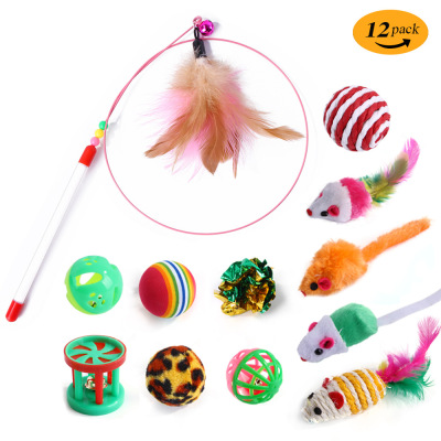 Pet Cat Toy Set Cat Toy Cat Teaser Mouse Sisal Spherical Gift Funny Combination 12-Piece Set