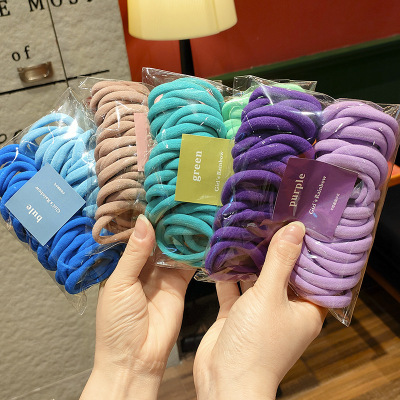 50-Piece Girl Gradient Color Seamless Hair Rope Children's Color Hair Band High Elasticity Towel Ring Candy Color Hair Rope