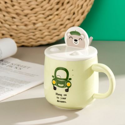 Good-looking Ceramic Mug Household Water Cup with Cover Spoon Female Cup Large Capacity Cute Creative Milk Ins Style