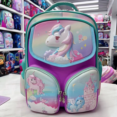 Schoolbag Backpack Children's Bags Backpack 3D Bag Pu Schoolbag Trolley Bag School Bag Leisure Bag