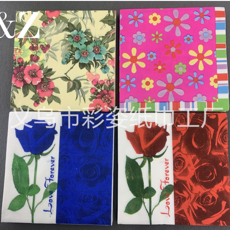 花草系列餐巾纸纸巾外贸印花餐巾纸方巾纸双层纸巾工厂直营