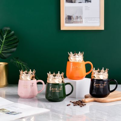 INS Nordic Style Cup Simple Breakfast Coffee Cup Ceramic with Cover Spoon Office Male Mug Water Glass Female Tea Cup