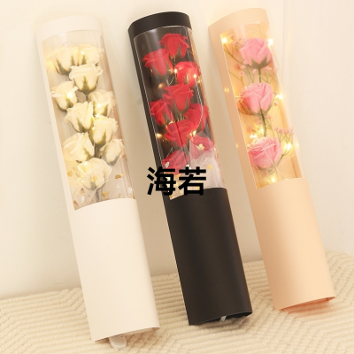 Cross-Border Wholesale Valentine's Day Gift 9 Soap Flower LED Lights 3.8 Festival Mother's Day Gift Artificial Flower Preserved Fresh Flower