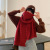 Red Knitted Scarf Solid Color Advanced Casual Fashion All-Matching Dual-Use Shawl Autumn and Winter Thick Warm Scarf Korean Style