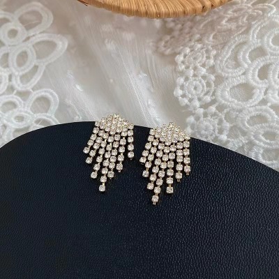 Full-Jeweled Stud Earrings Eardrops Sterling Silver Needle Online Influencer Refined Simple and Personalized Earrings