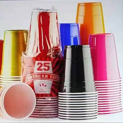 Disposable Plastic Cup Double-Layer Plastic Cup Table Tennis Set 16Oz Two-Color Cups Beer Game Cup Party Cup