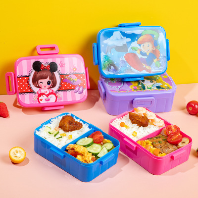 Pp Plastic Cartoon Children's Lunch Box Lunch Box Portable Compartment Sealed with Lid Children's Bento Box Student Lunch Box Wholesale