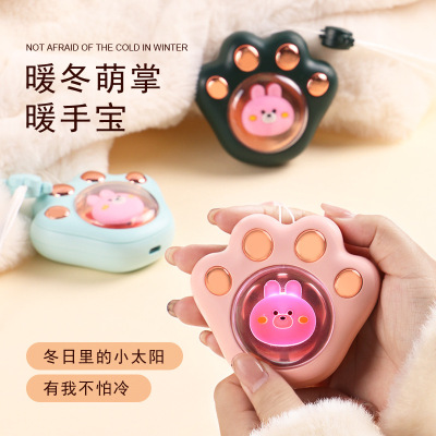 New Meow Claw Hand Warmer Hand-Shaped Brush USB Charging Heating Cake Mini-Portable Heating Pad Winter Warm Gift