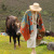 Grassland Inner Mongolia Photography Tea Khaki Salt Lake Travel Shawl Outdoor Vacation Travel Cloak Wool Warm Shawl Cashmere
