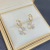 Palace Style Green Four-Leaf Flower Petal Ear Clip Fashion Retro Dignified Sense of Design All-Match High-Grade Earrings