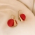 Korean Trending Unique All-Match Fashion Earrings for Women Trendy New 925 Silver Needle Simple Red Leaf Curved Earrings