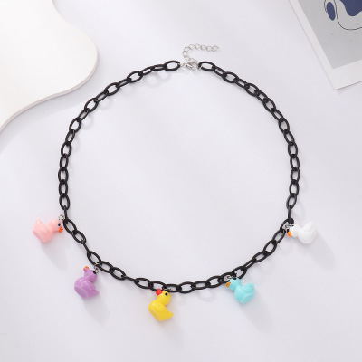 and American Women's Necklace Resin Duck Mushroom Necklace Female Necklace Personality and Fashion Female Accessories
