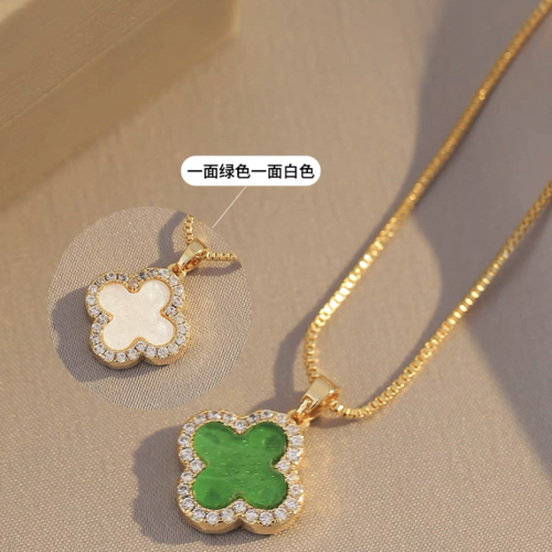 new double-sided four-leaf clover necklace female one multi-wear original niche design sense light luxury clavicle chain factory direct sales