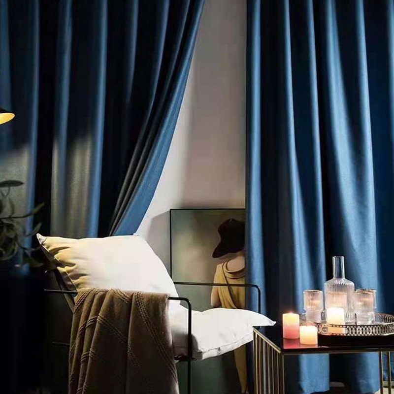 现代简约全遮光黑贝尼布拉格窗帘布酒店工程黑丝遮阳跨境外贸成品