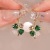 Palace Style Green Four-Leaf Flower Petal Ear Clip Fashion Retro Dignified Sense of Design All-Match High-Grade Earrings