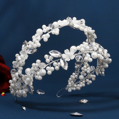 Ornament Wedding Dress Accessories Photography Double-Layer Headband Rhinestone Flower Pearl Hair Band Bridal Headdress