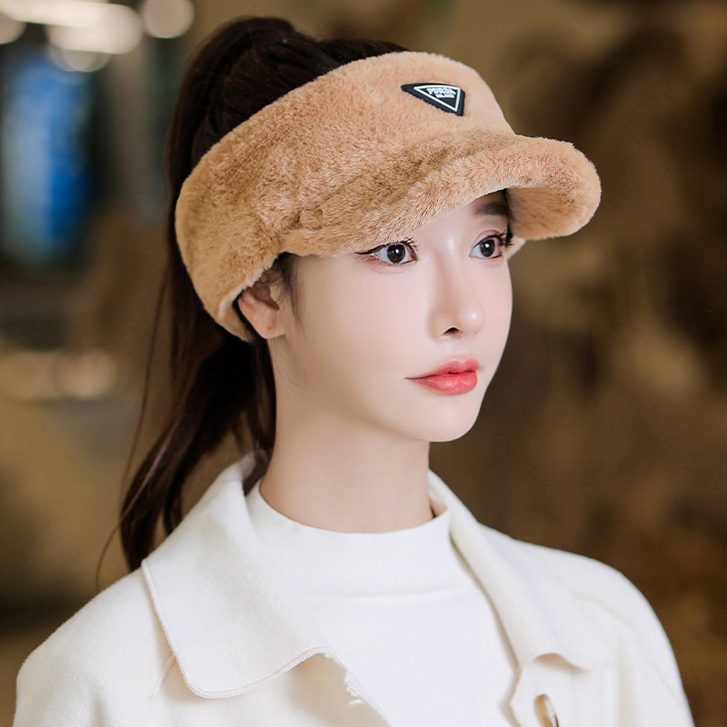 帽子女秋冬天潮网红护耳保仿貂绒暖帽时尚字母户外运动空顶鸭舌帽