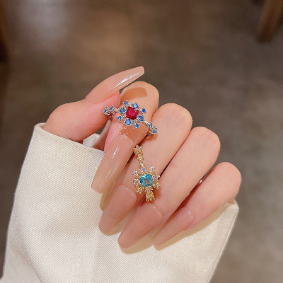 Style Elegant Retro Refined Zircon Ring Female Ins Fashion Light Luxury Minority Fairy Temperamental Index Finger Ring