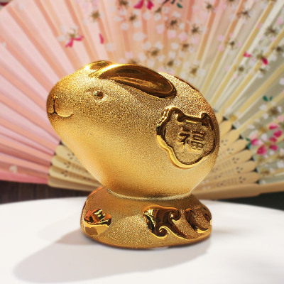 Le Meow Ceramic Golden Rabbit Jade Hare Shop Golden Sand Handicraft Gift Small Size Decoration Decoration Coin Bank