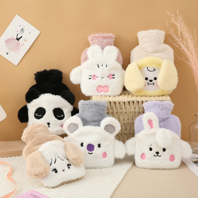Plush Cloth Cover New Water-Injection Bag Cartoon Extra Thick Flush Hand Warmer PVC Cute Hot-Water Bag Cross-Border Wholesale