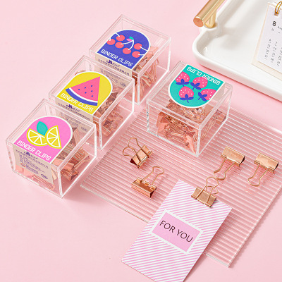INS Style Light Luxury Rose Gold Long Tail Clip Multi-Functional Office Binding Ticket Holder 19mm Small Boxed Binder Clip