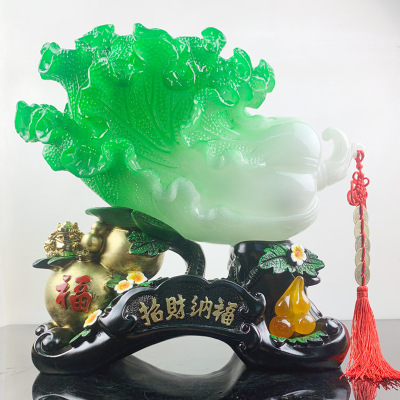 Factory Direct Supply Resin Imitation Jade Craft Cabbage Decoration Living Room Creative Home Decoration Shop Opening Exquisite Gifts