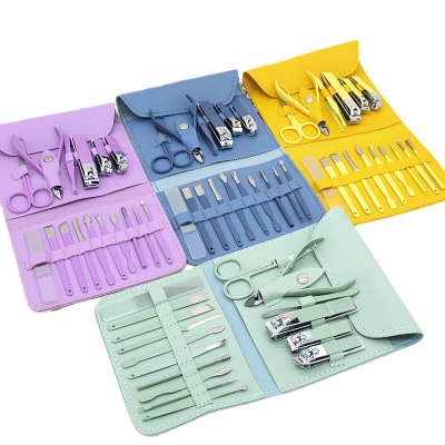Spot Stainless Steel 16-Piece Set Manicure Set Nail Trimming Nail Art Tool Suit Nail Clippers Beauty Pliers Pedicure Knife