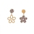 Korean Style Houndstooth Flower 925 Silver Pin Earrings 2022 New Brown Asymmetric Ear Studs Earrings for Women Fashion