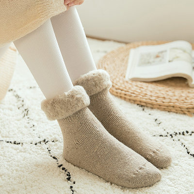 Brushed Wool Socks Winter Women's Mid Tube Stockings Thick plus Velvet Snow Socks plus Size Sleeping Socks Ski Socks Room Socks