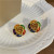 Earrings French Retro Autumn and Winter Enamel Colored Flower Earrings Special-Interest Design Camellia Stud Earrings