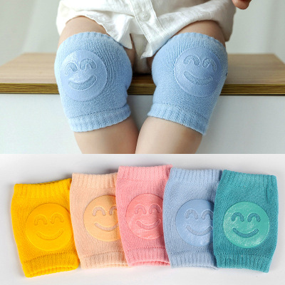 Spring and Summer Cartoon Smiley Face Children's Knee Pad Infants Baby Terry-Loop Hosiery Set Crawling Glue Dispensing Non-Slip Knee and Elbow Pad
