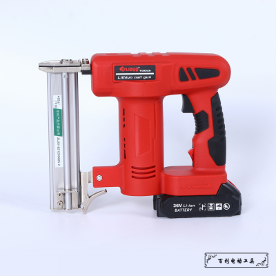 Red and Black Electric Nail Gun Household Rechargeable Nagler Straight Nail Woodworking Door U-Type Pneumatic Strip Nail Lithium Electric Gas Nail Gun