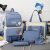 2022 New Five-Piece Set Middle School Students' Backpack Canvas Backpack Women's Large Capacity Schoolbag Handbag Wholesale